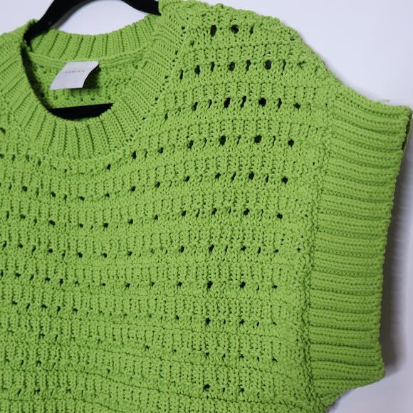 VARLEY Fillmore Knit Sweater Lime Green Crew Neck Open Stitch Women's XS - Picture 5 of 12